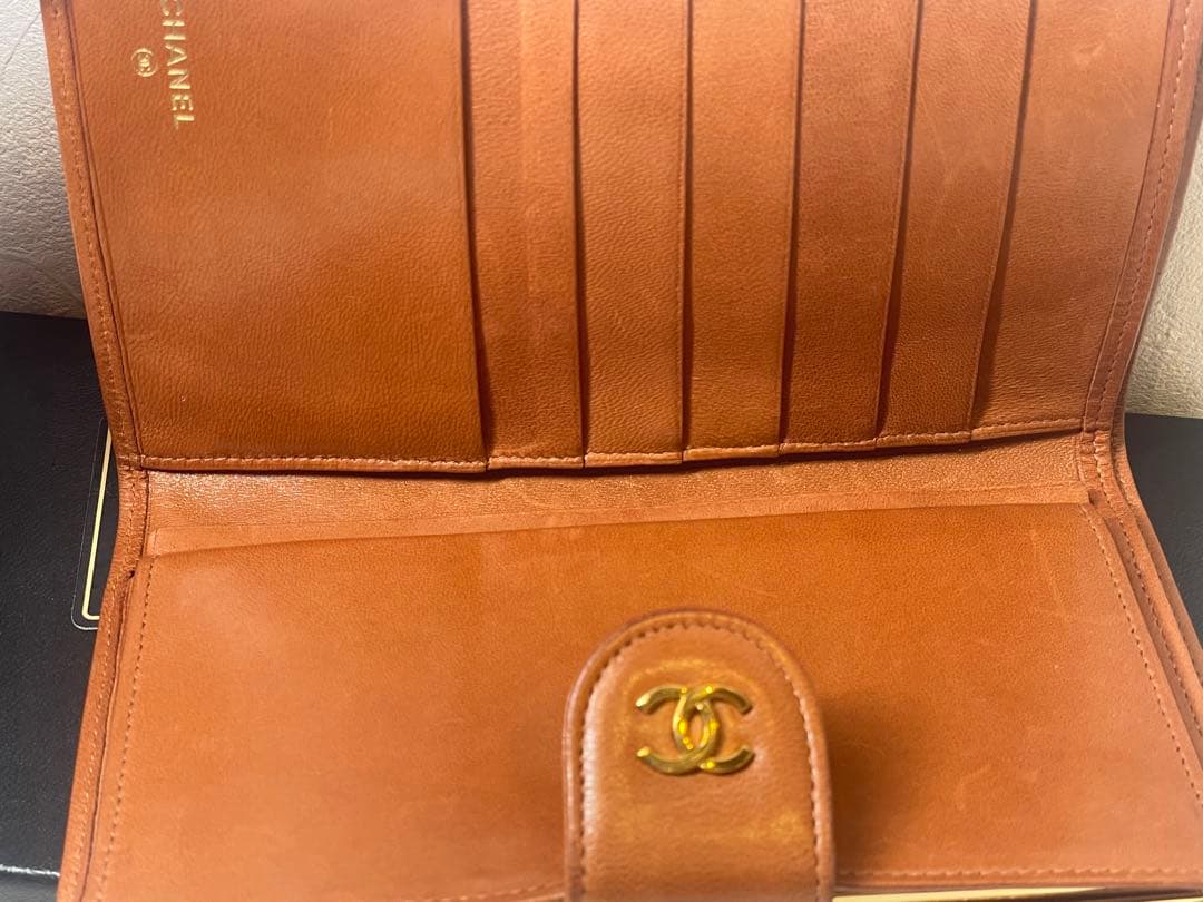 【極美品】シャネル　ココマーク　ラムスキン　折り財布 茶色