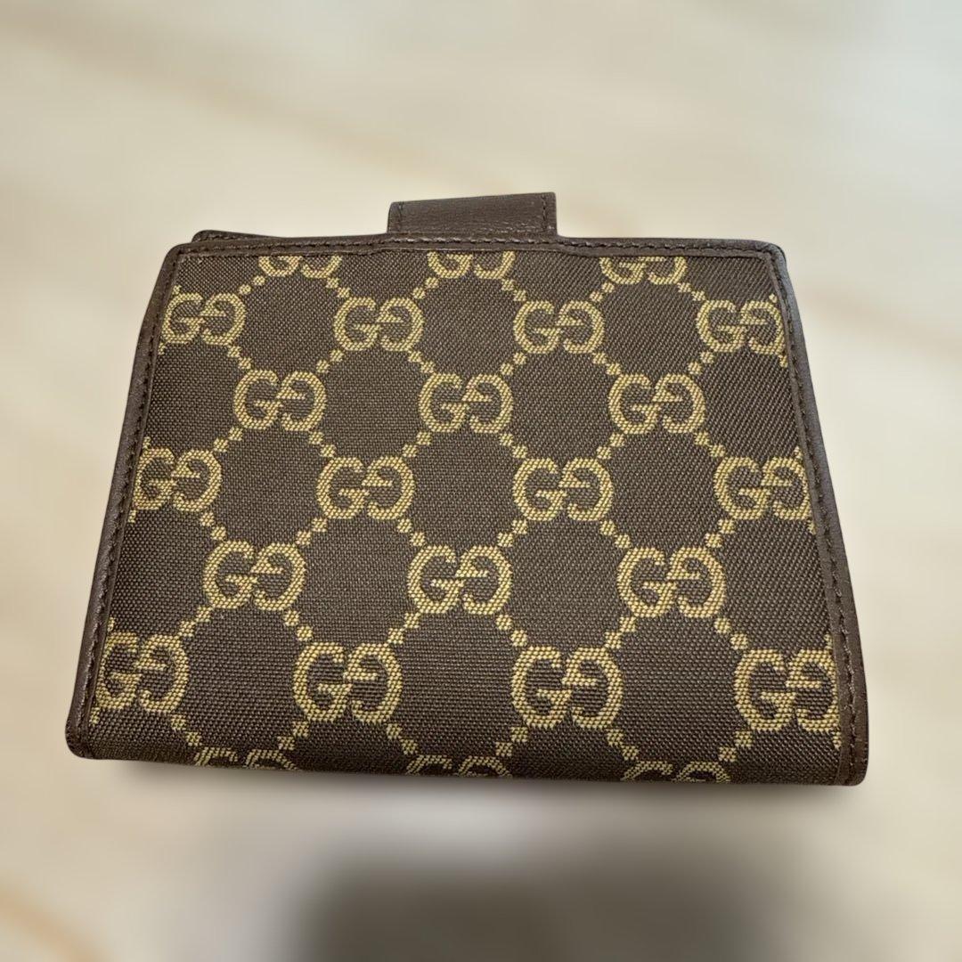 ト*ー様 GUCCI GGパターン 二つ折り財布 ブラウン