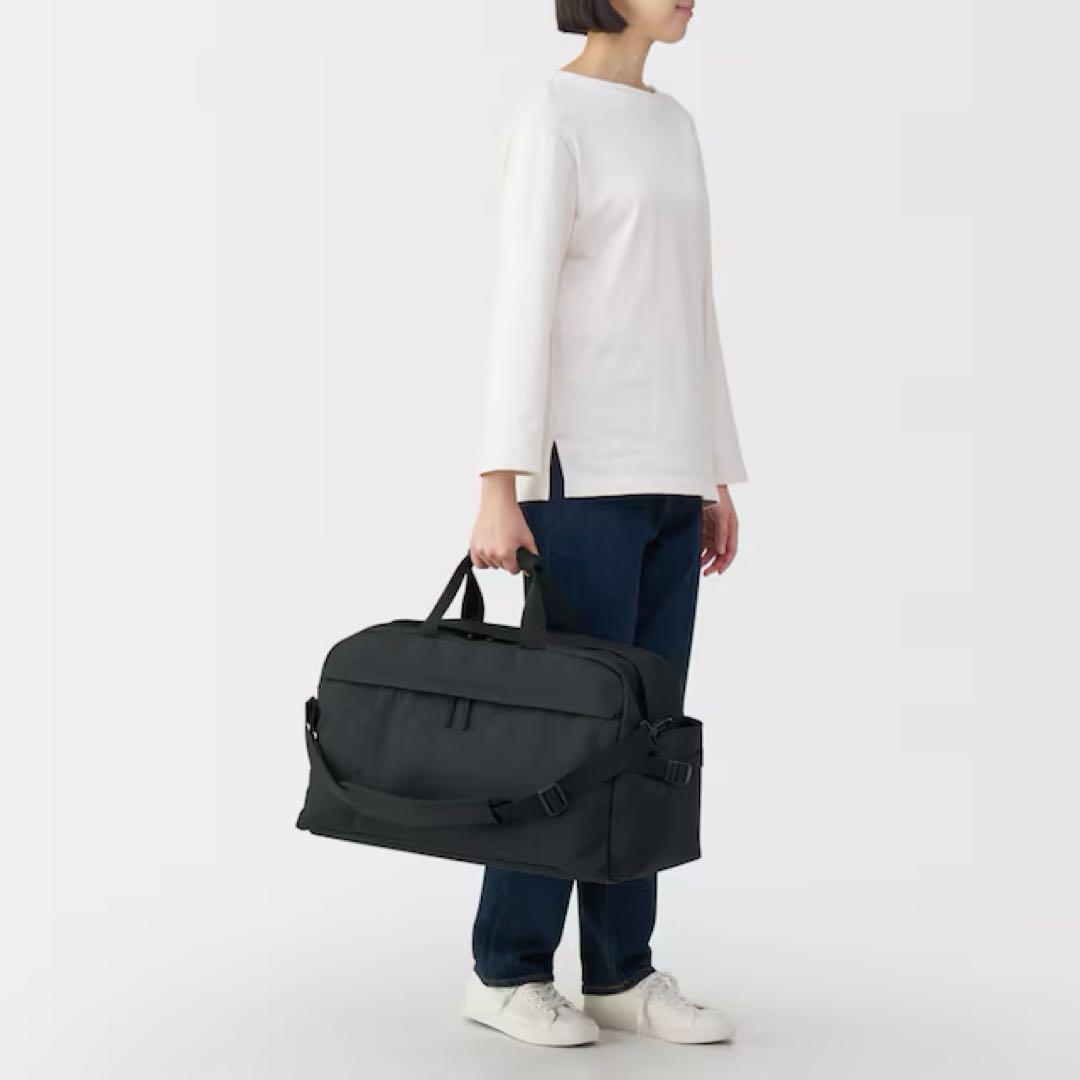 無印良品『新品☆撥水ボストンバッグ ブラック 縦３２×横５０×マチ２３ｃｍ』