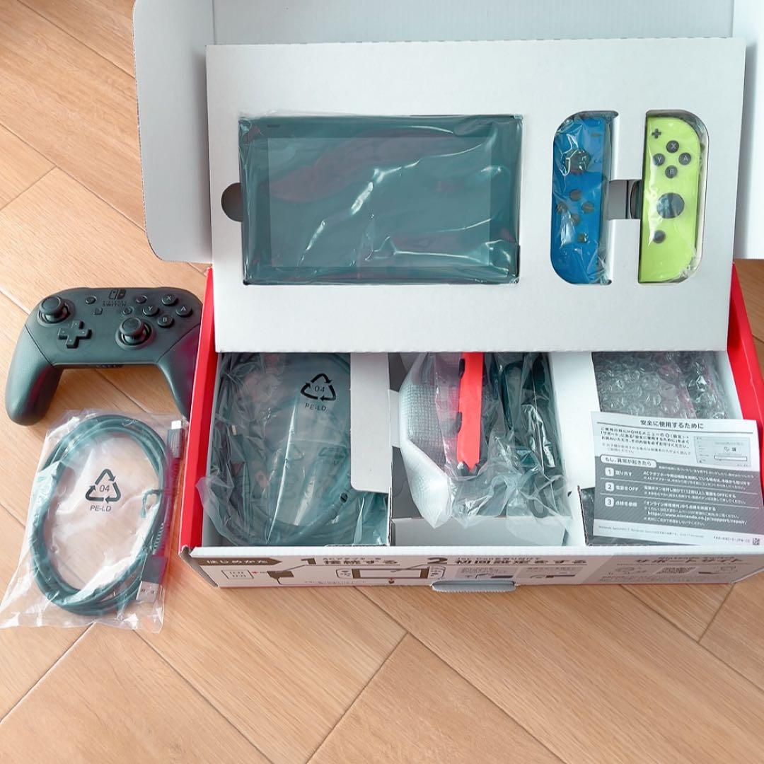 NintendoSwitch本体、プロコン(純正品)セット 付属品、箱付き