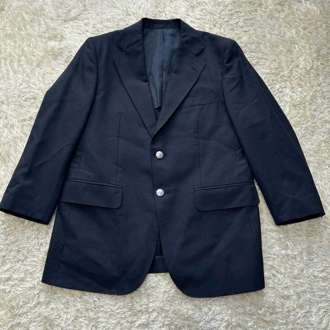 美品✨バーバリー ロンドン　紺ブレ　銀ボタン　ネイビー　背抜き　M相当　モヘヤ混