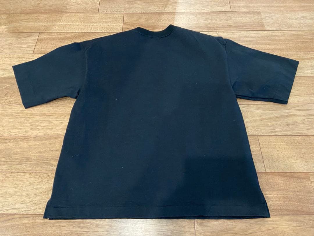 オーラリー　スタンドアップティシャツ　黒 コットン 半袖Tシャツ