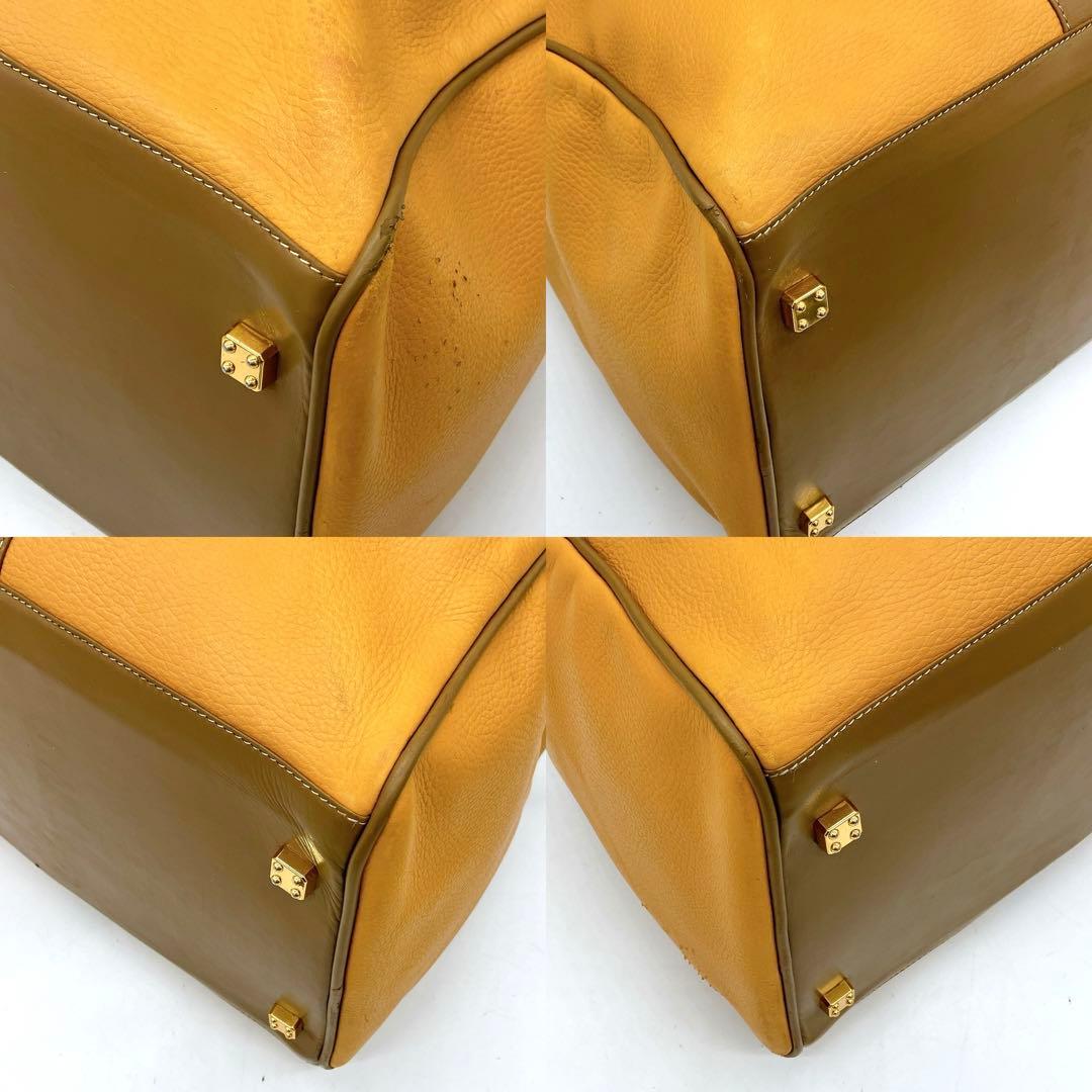 【LOEWE】ボストンバッグ　アナグラム型押し　オレンジ　レザー　ゴールド金具.