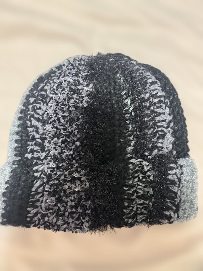 Supreme ストライプニット帽 黒・グレー