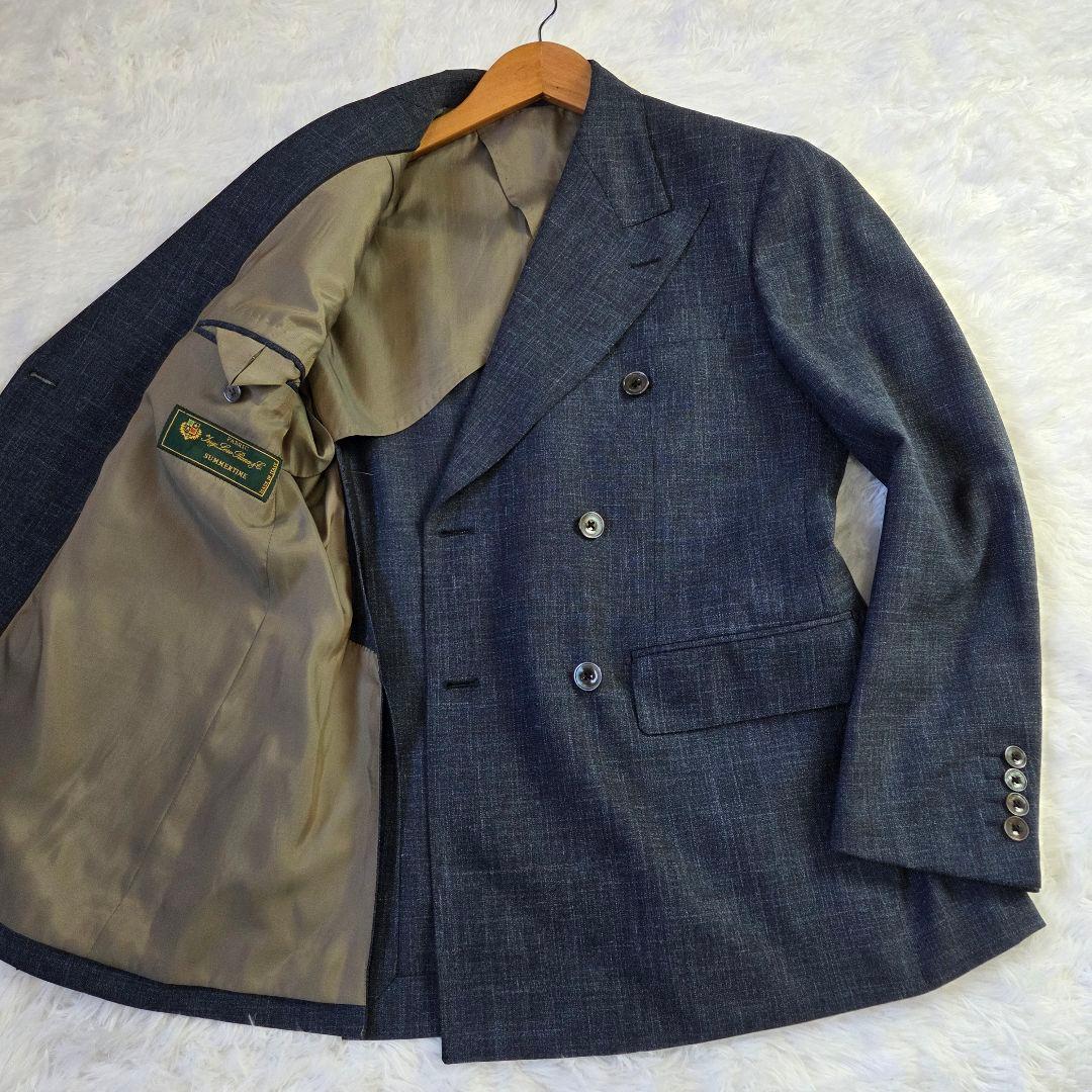 美品 五大陸 LoroPiana 三者混 テーラードジャケット サイズM 濃紺
