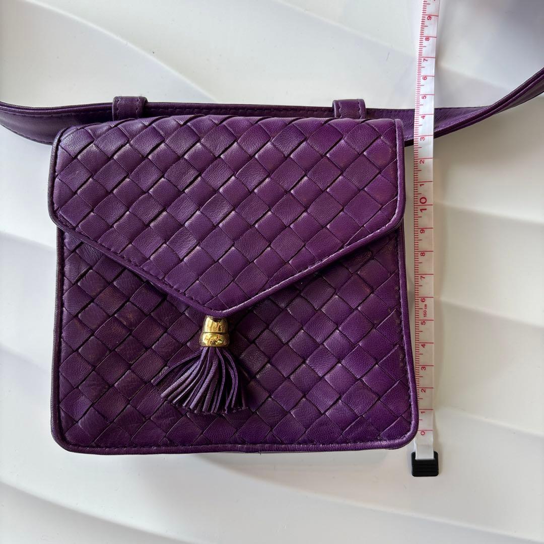 ＊＊＊新品未使用　BOTTEGA VENETA 紫色 編み込ウエストポーチ