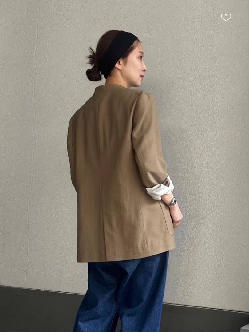 【完売】conte/コンテ ノーカラージャケット 砂壁ジャケット ベージュ