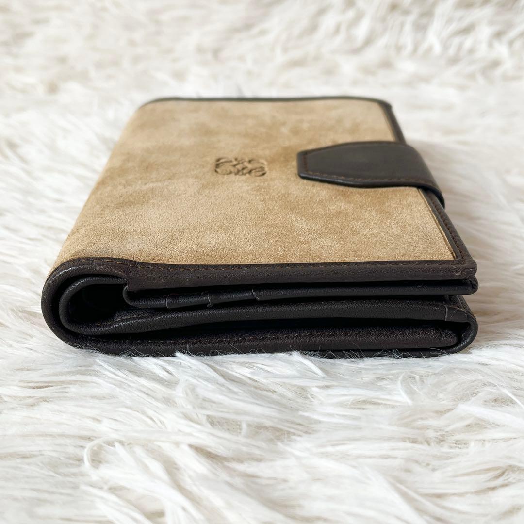 新品未使用✨LOEWE ロエベ　アナグラム　折り財布　スエード　ブラウン