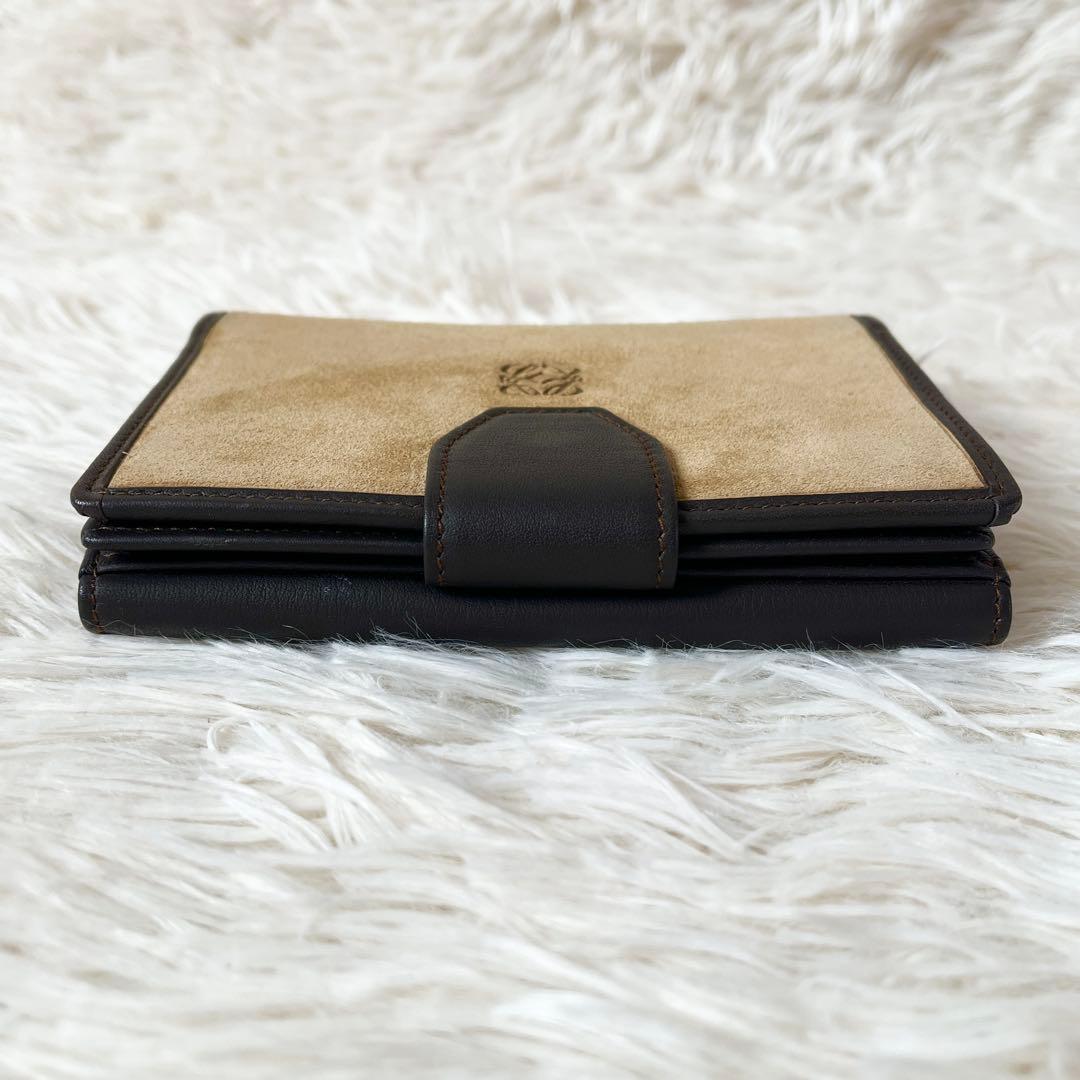 新品未使用✨LOEWE ロエベ　アナグラム　折り財布　スエード　ブラウン
