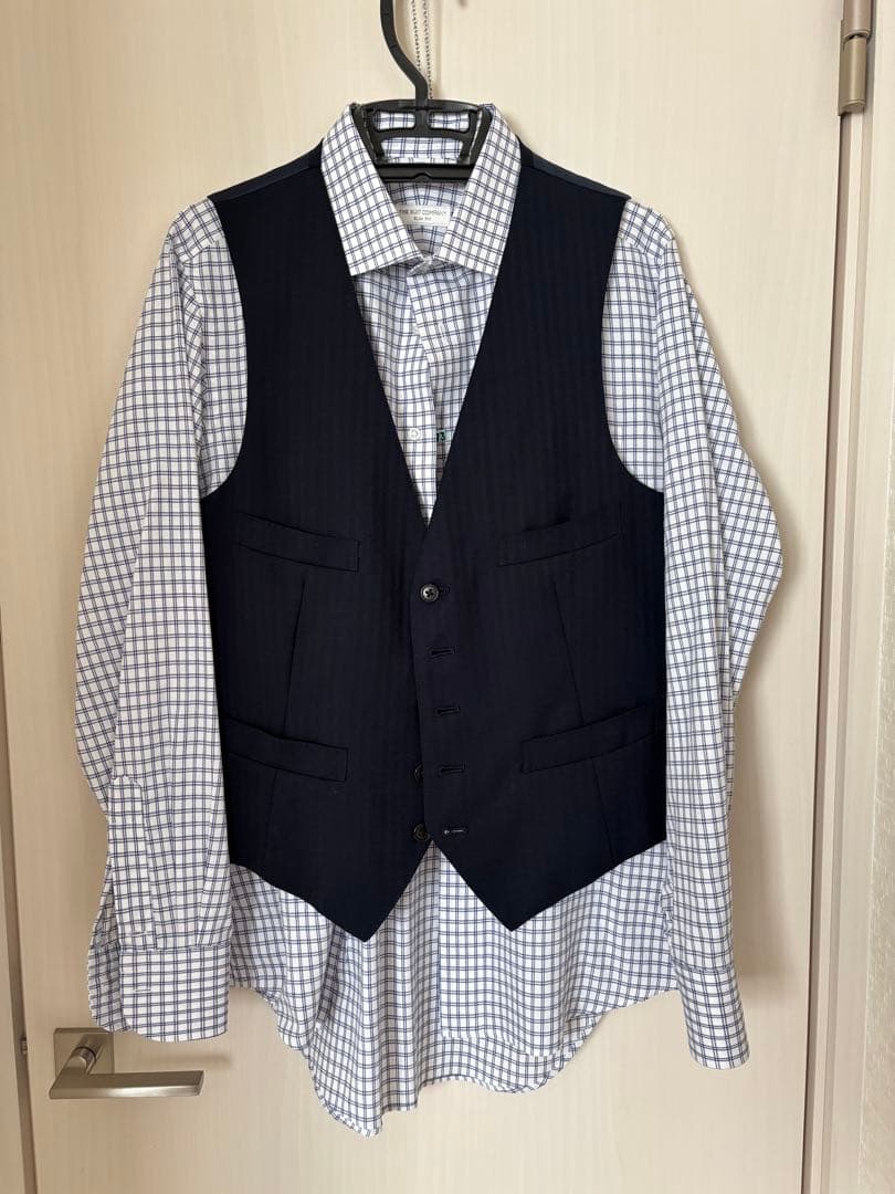 ネイビー系スーツベストシャツネクタイ全部セット