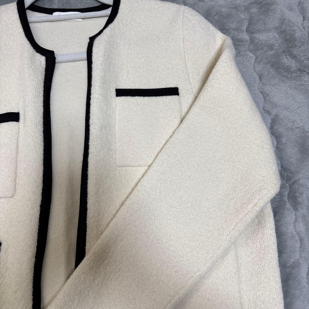 Ballsey ウールナイロンブークレー カーディガン　バイカラー