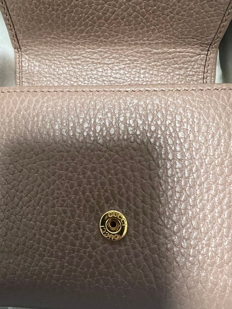 GUCCI 二つ折り財布 ベージュ レザー