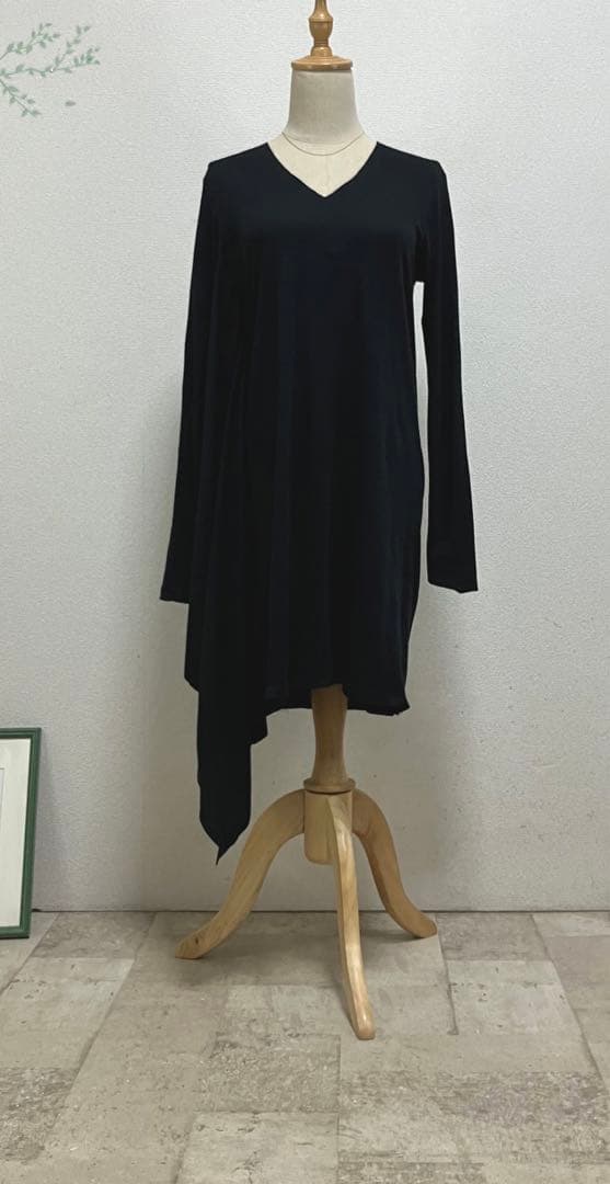 MM6 アシメトリーワンピース　S コットン　ウォッシャブル　カットソー　黒