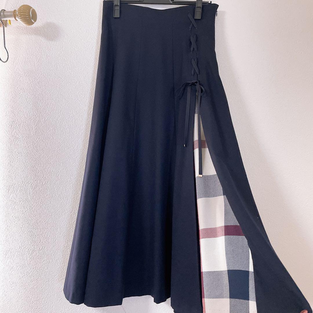 BLUE LABEL CRESTBRIDGE フレアスカート ウール チェック