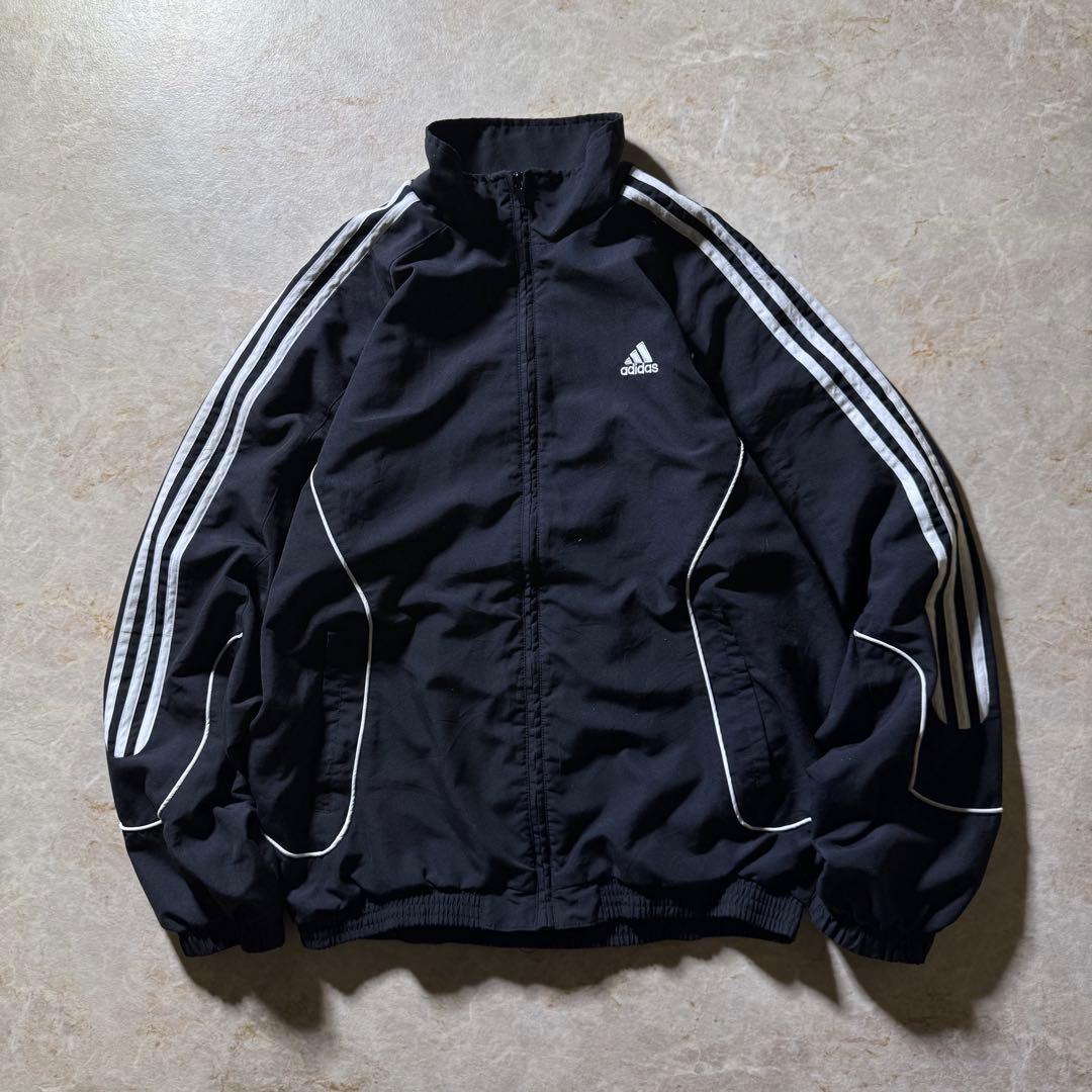 00s adidasトラックジャケット古着ブラックM当時物unisex短丈希少