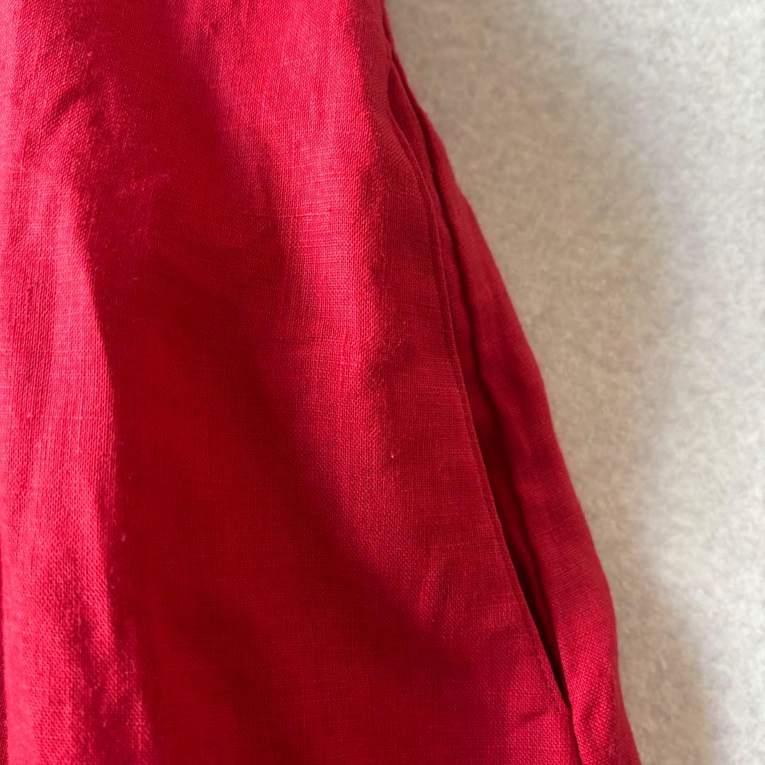 【美品】ina イナ　リネン100％ Ｖネックドロップッショルダーコート 日本製
