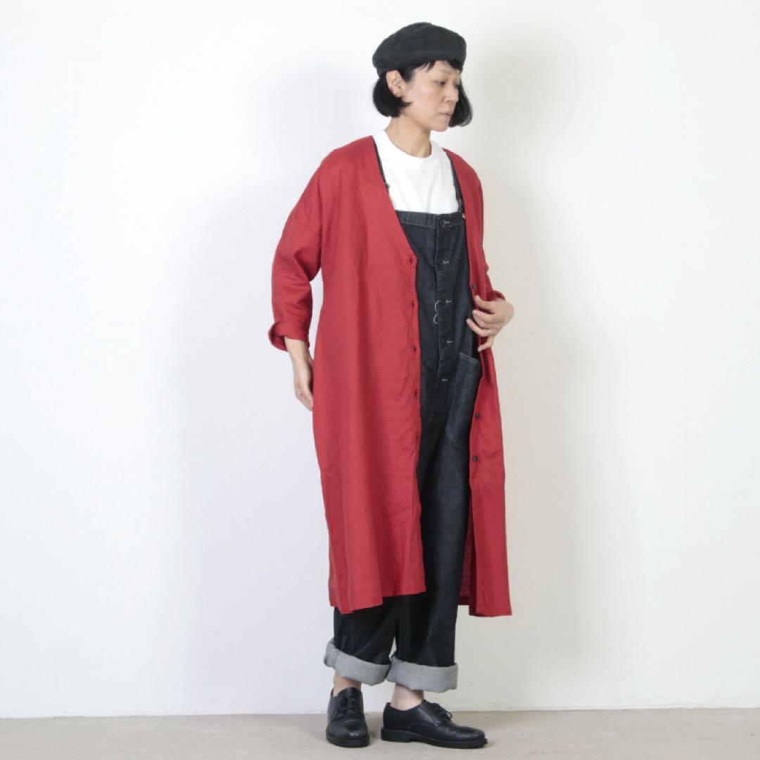 【美品】ina イナ　リネン100％ Ｖネックドロップッショルダーコート 日本製