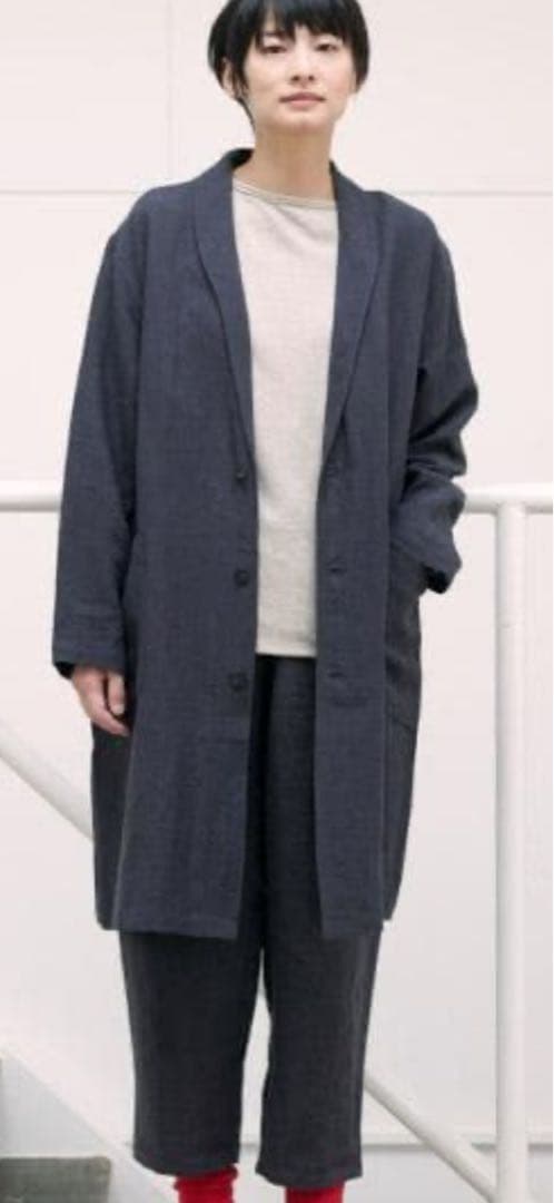 中川政七商店　厚手麻のコート　羽織コート　墨色