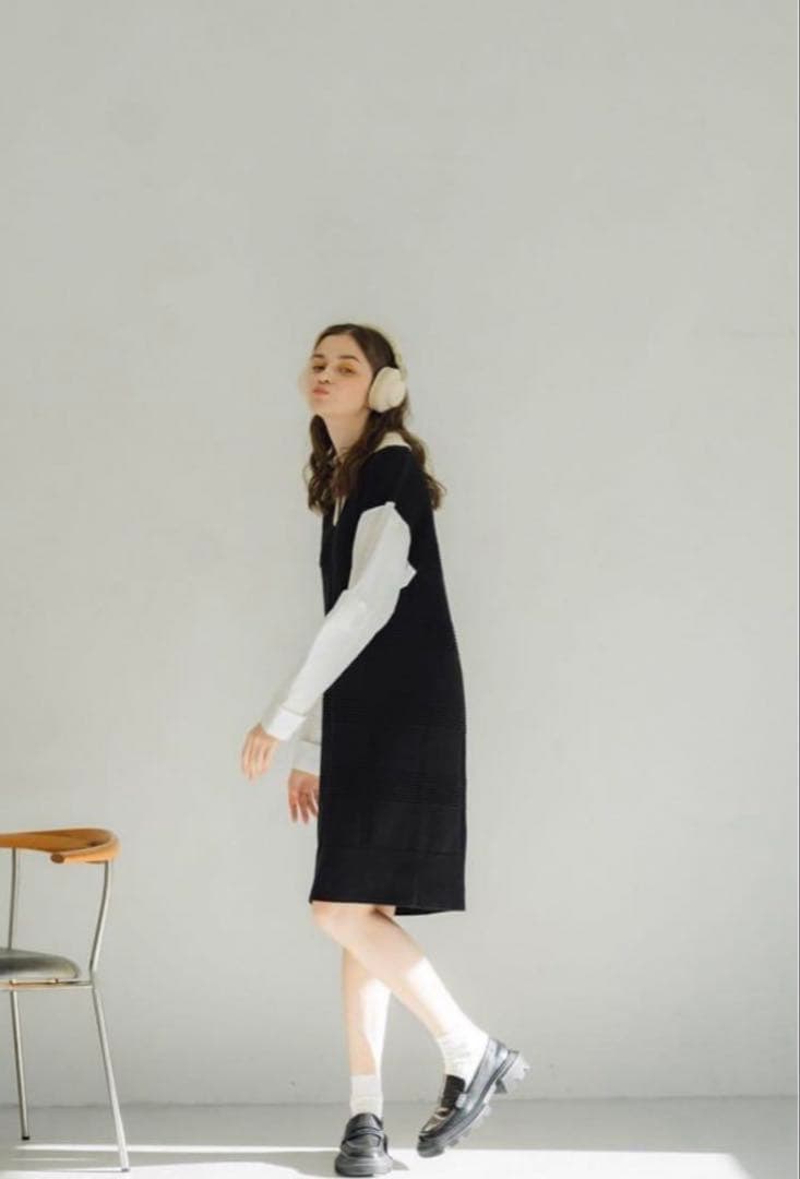 pinueシャツスリーブニットワンピース