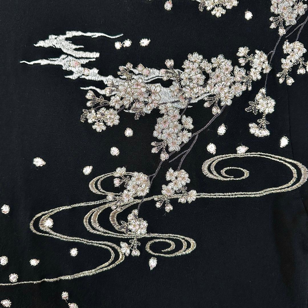 抜刀娘 全刺繍 和柄 刀 入れ墨 菊 家紋 Tシャツ XXL