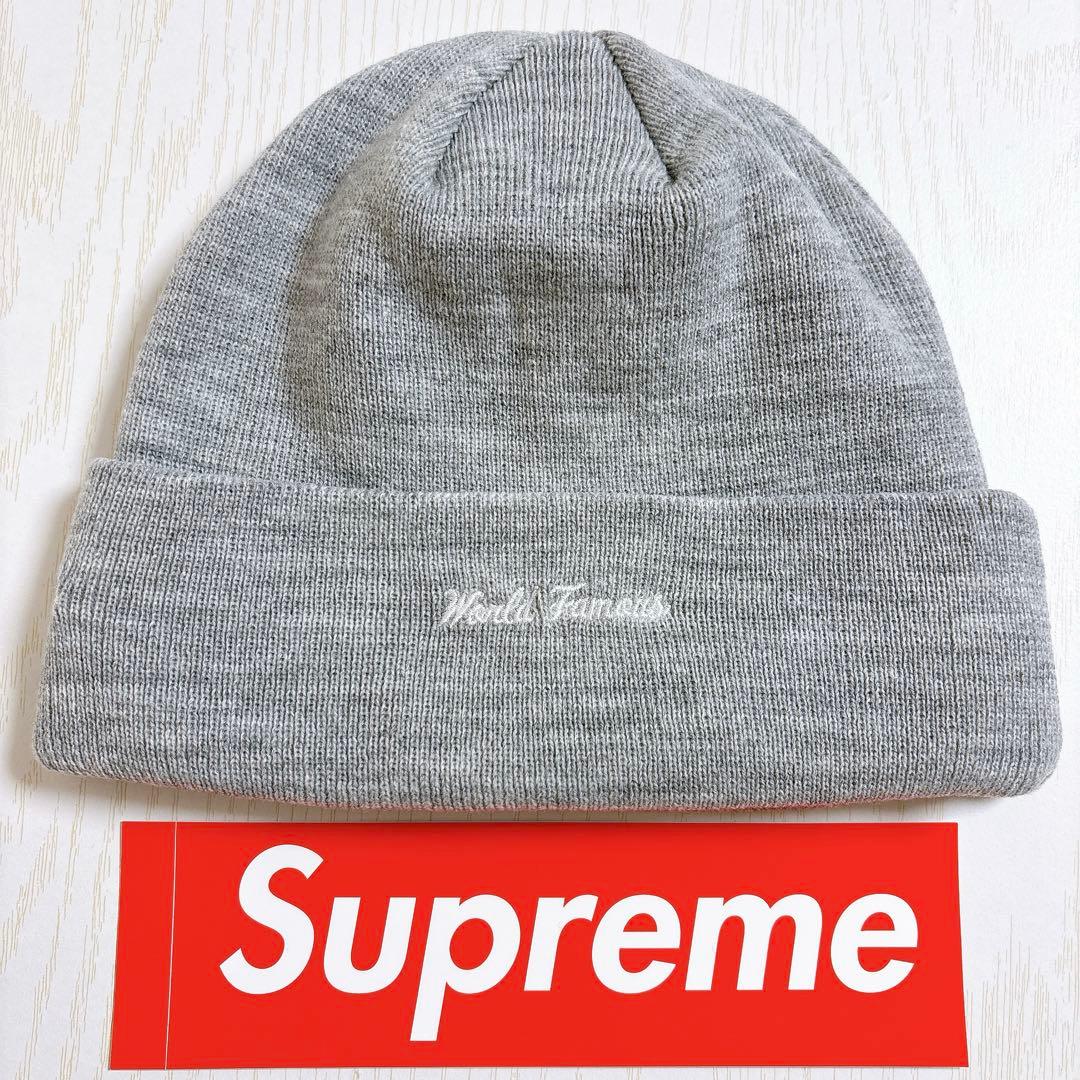 Supreme NEW ERA ニット帽　ビーニー　クロスBOXロゴ　グレー