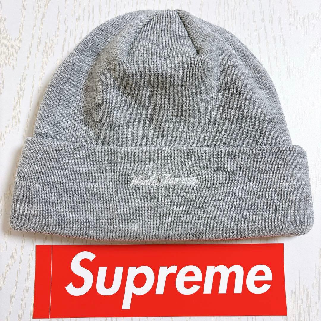 Supreme NEW ERA ニット帽　ビーニー　クロスBOXロゴ　グレー