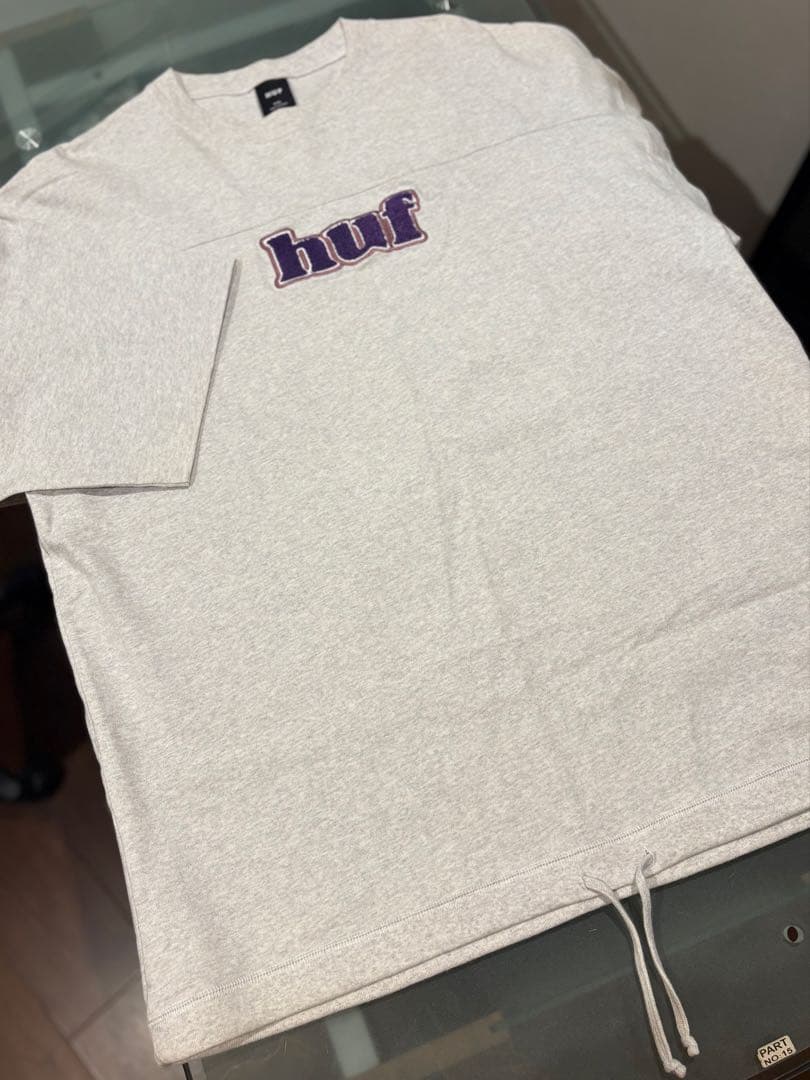 huf マダラグレー刺繍ロゴ 厚手Tシャツ 2XL