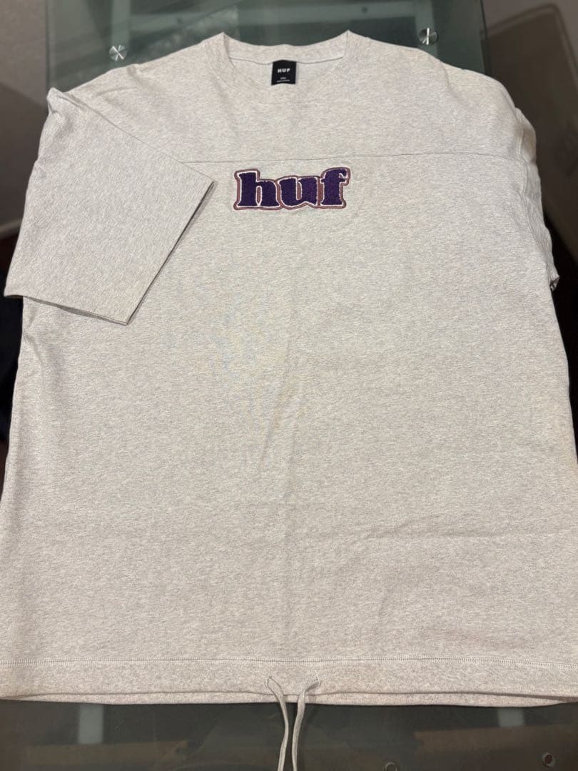 huf マダラグレー刺繍ロゴ 厚手Tシャツ 2XL