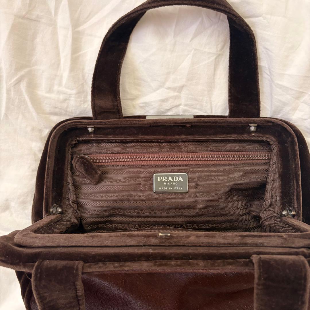 1997AW PRADA ハラコレザー　ハンドバッグ（ブラウン・付属品完備）
