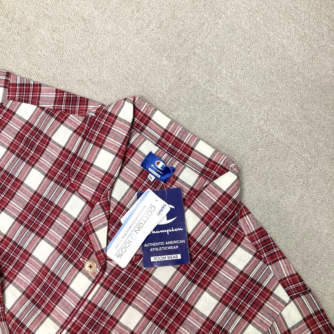新品❤️ Champion ルームウェア　上下セット　チェック柄　レッド　LL