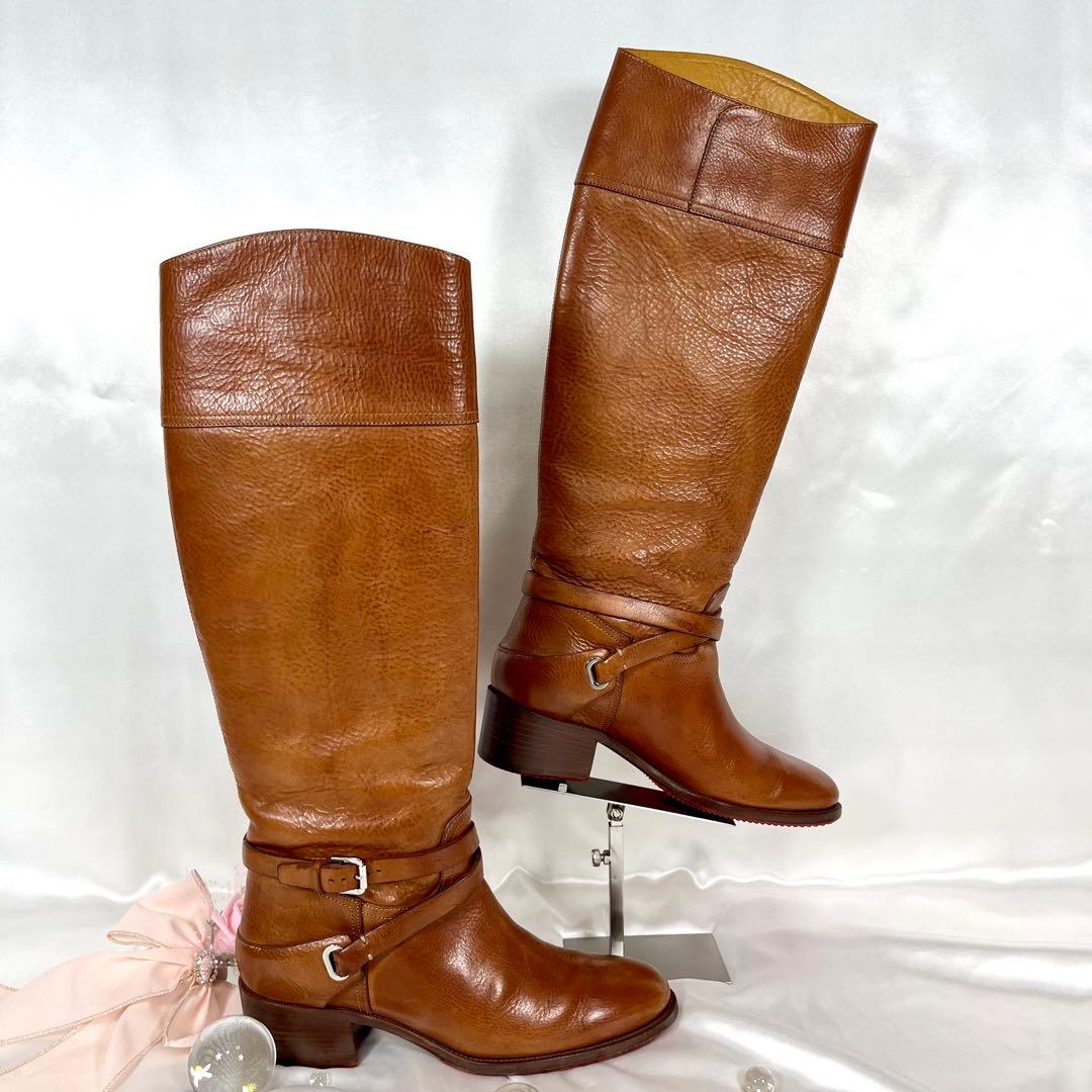 【極美品】RALPH LAUREN レザー ブラウン ロングブーツ 8B 25