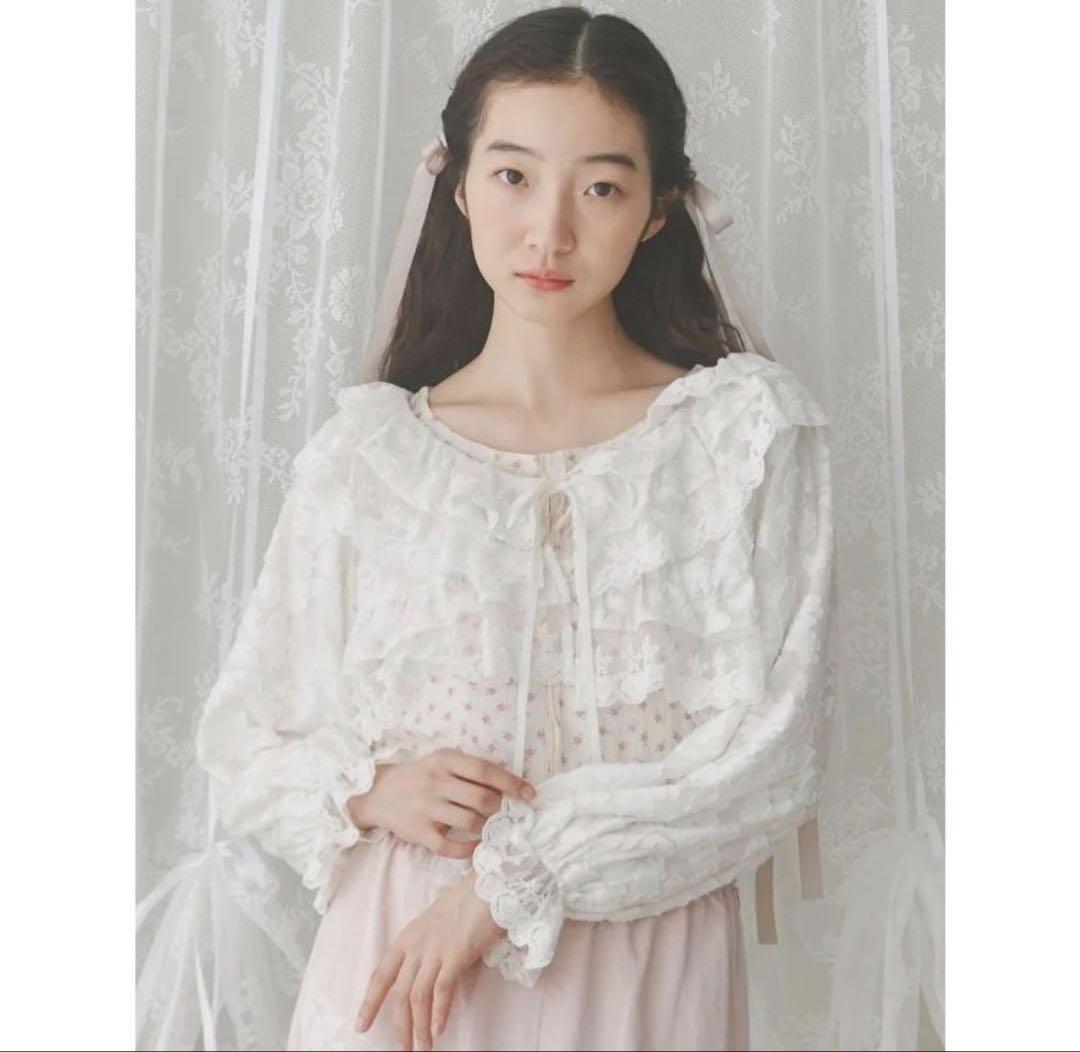 【美品】merryjenny flowerレースシアーボレロ カーディガン