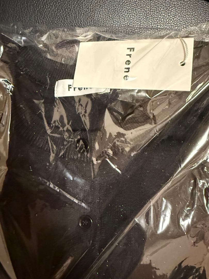 frene リボンデザインショートカーディガン 黒 F