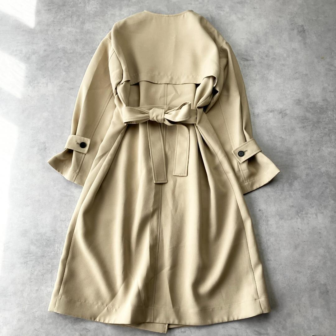 極美品✨　キャストコロン　ノーカラートレンチコート　ベージュ　880