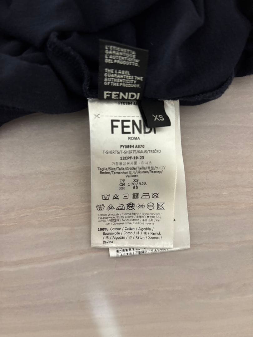 FENDI ダークブルー Tシャツ XS