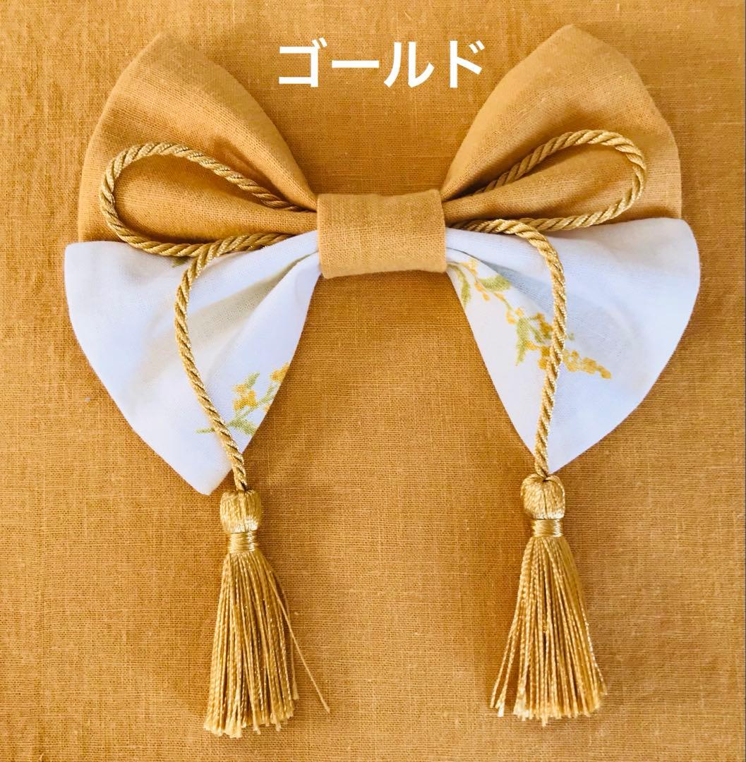 ベビー袴　初節句　ひな祭り　ミモザ柄オフホワイト×ミモザイエロー