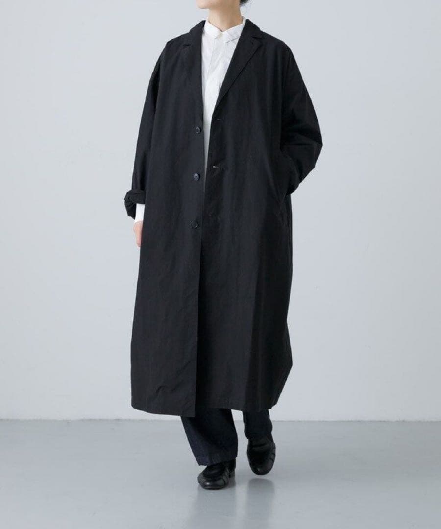 【かぐれ】コットンシルクショップコート　BLACK