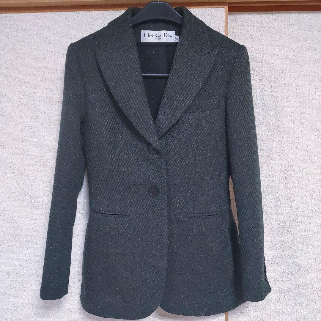未使用 シルク混 Christian Dior テーラードジャケット カーキ