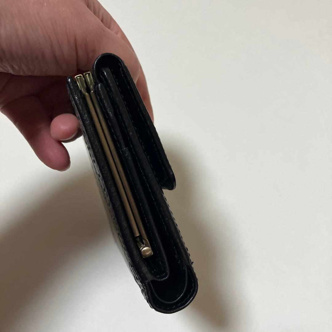 [美品]ヴィンテージANNA SUIがま口三つ折り財布ブラック