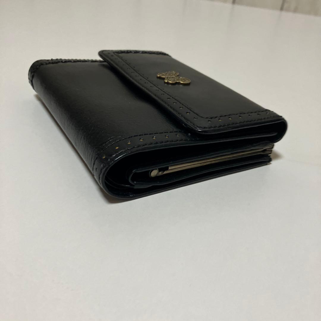 [美品]ヴィンテージANNA SUIがま口三つ折り財布ブラック