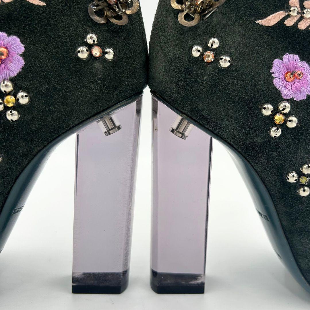 超美品　Emilio Pucci エミリオプッチ3Dフラワー刺繍スエードブーツ