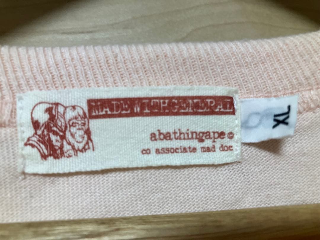 APE 90s ヴィンテージ カレッジ Tシャツ ピンク XL 美USED 希少