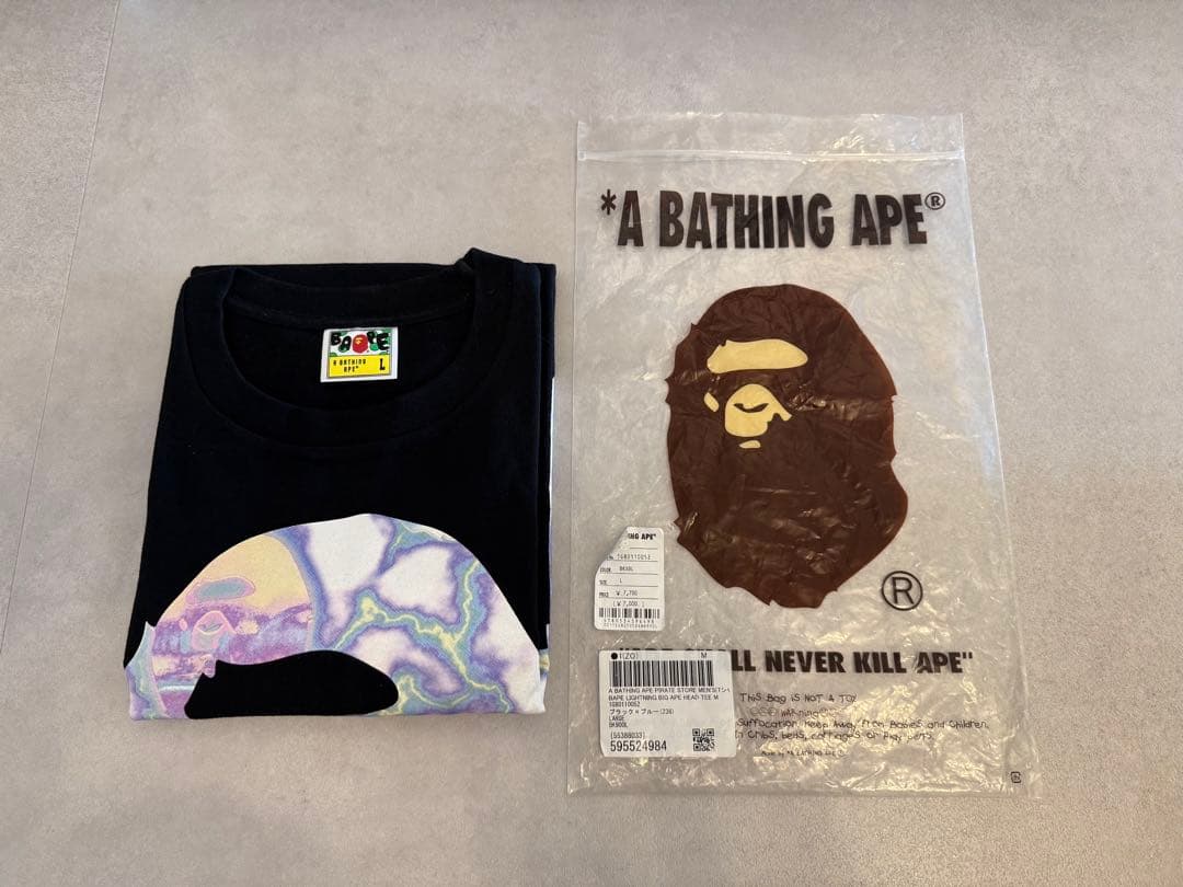 A BATHING APE ブラック　パープル系　Lサイズ　Tシャツ　エイプ