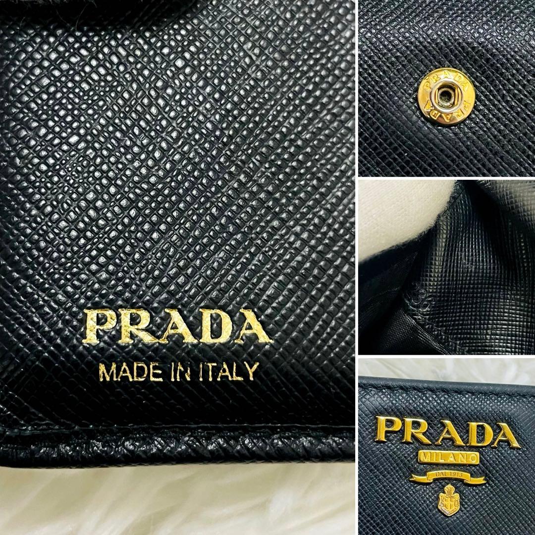 極美✨付属完備✨PRADA 二つ折り財布 レザー ヴィッテロムーブ ブラック