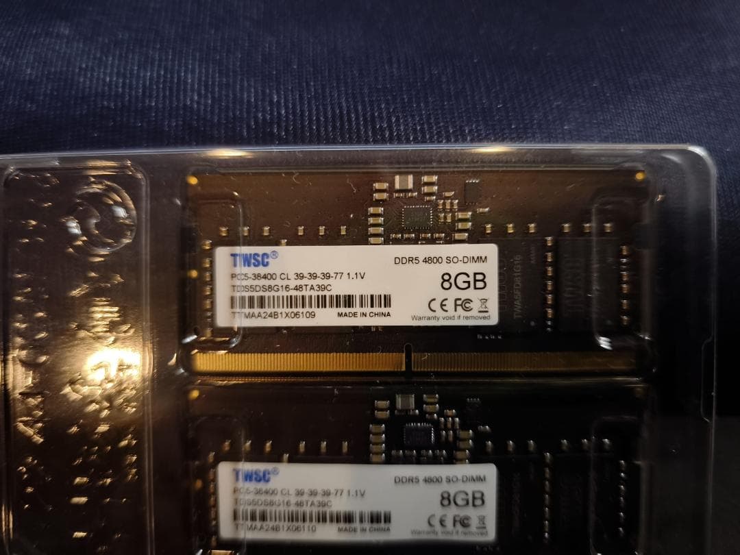 TWSC DDR5 4800 SO-DIMM 8GBX2枚 合計16GB メモリ