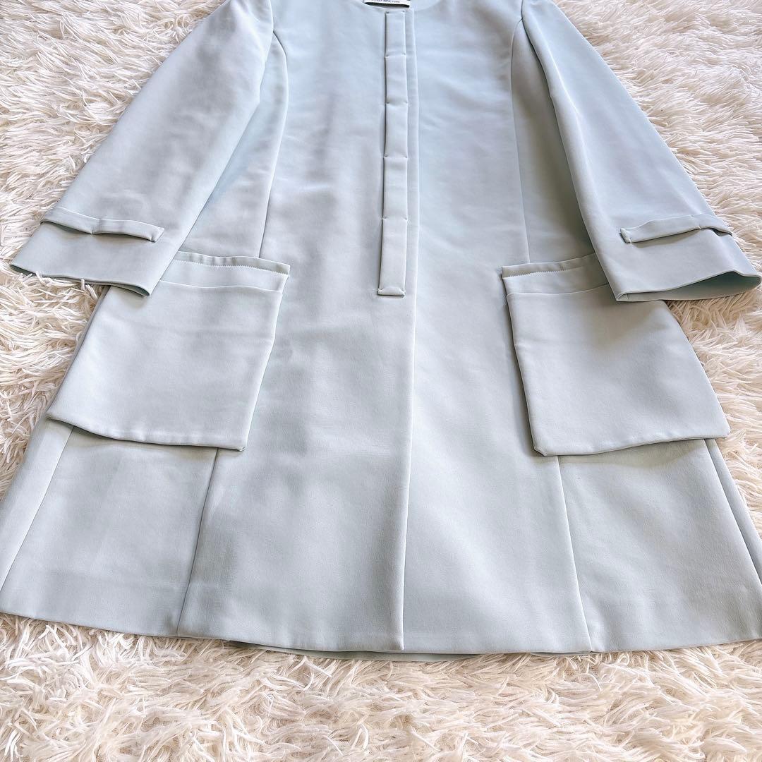 美品✨ フォクシーニューヨーク マットストレッチグログランコート ブルー 38