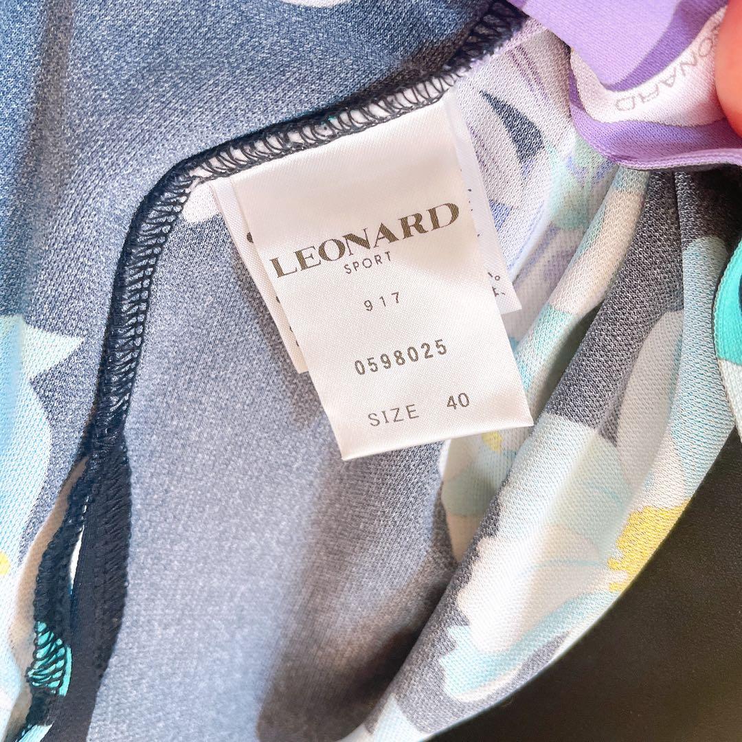 LEONARD　トップス　半袖 近年モデル　花&香水ボトル柄　希少　紺 Lサイズ