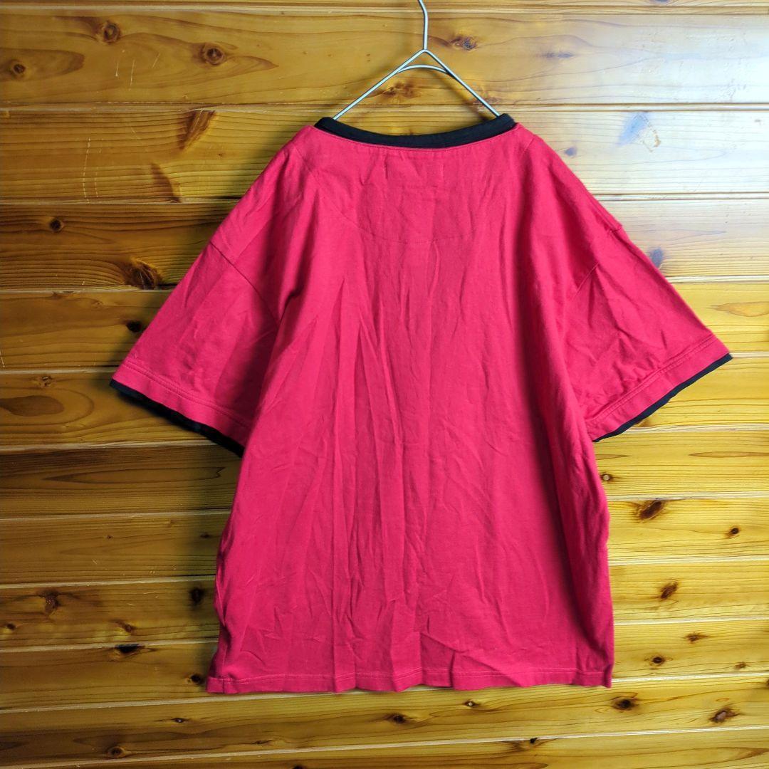 半袖Tシャツ　フェイクレイヤード　重ね着風　ロック　骸骨　ドクロ　十字架　XL