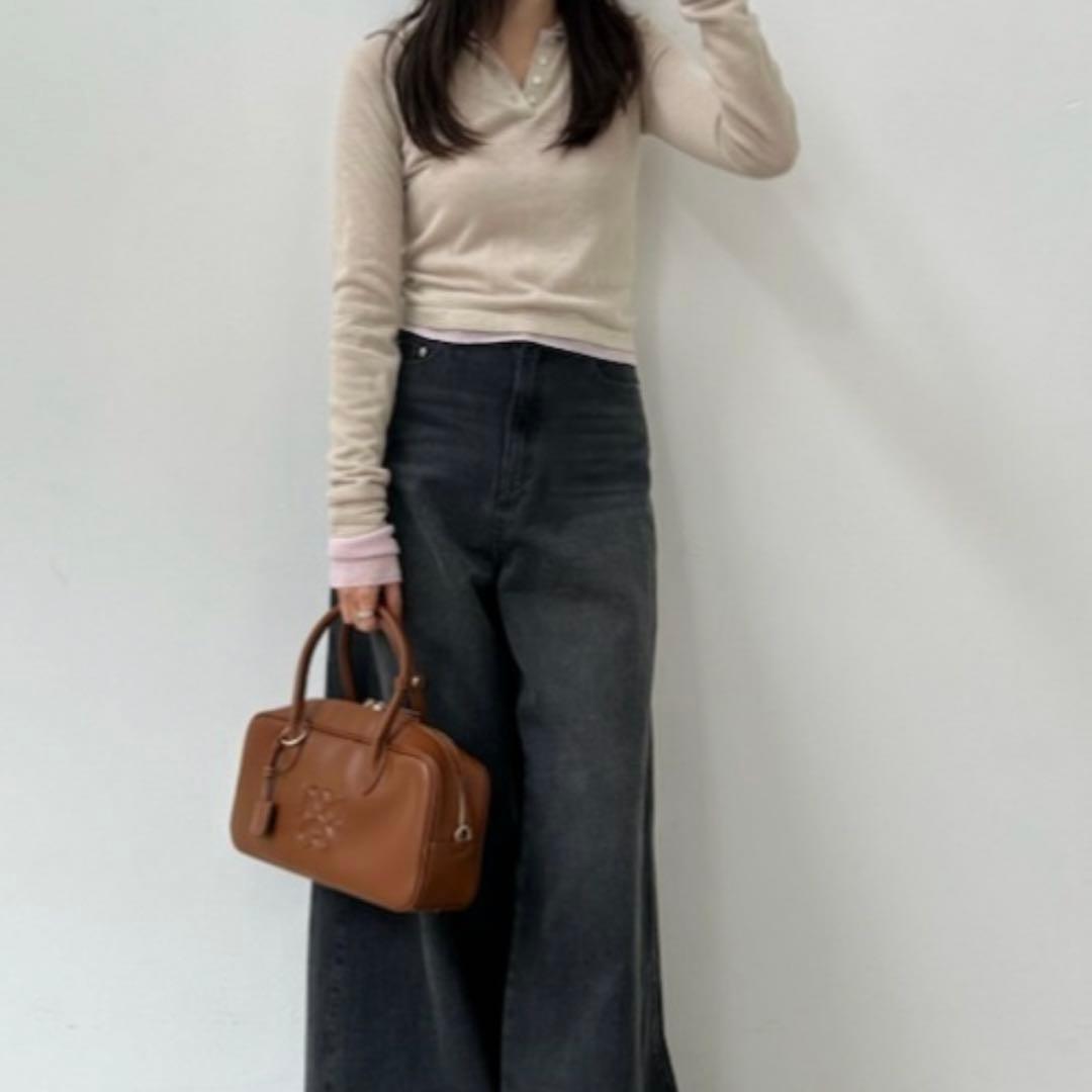 snidel Sustainableレイヤードポロニットプルオーバー