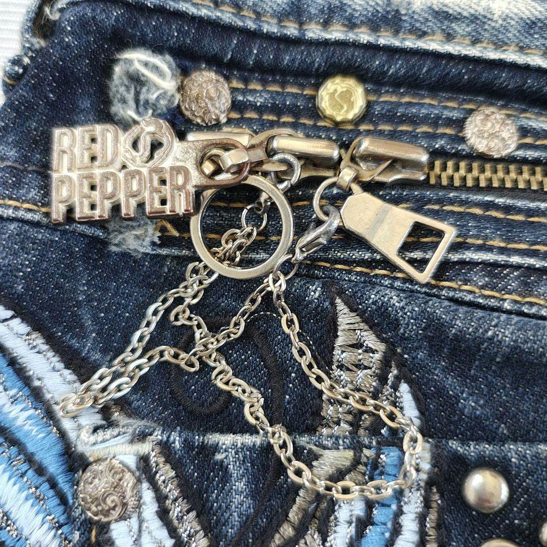 【希少】レッドペッパー デニム 25 蝶バタフライ刺繍 ローライズ Y2K
